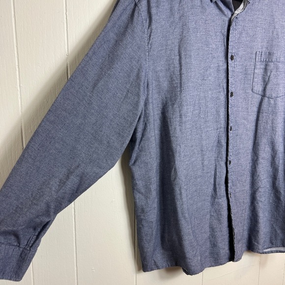 ROWM‎ Mens Cotton Dress Shirt Size XXL Blue Long Sleeve Button Down - Picture 2 of 7